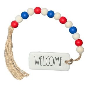 Brand New ~ Rae Dunn Ceramic WELCOME Beads with Tassel ~ Great for a Tiered Tray